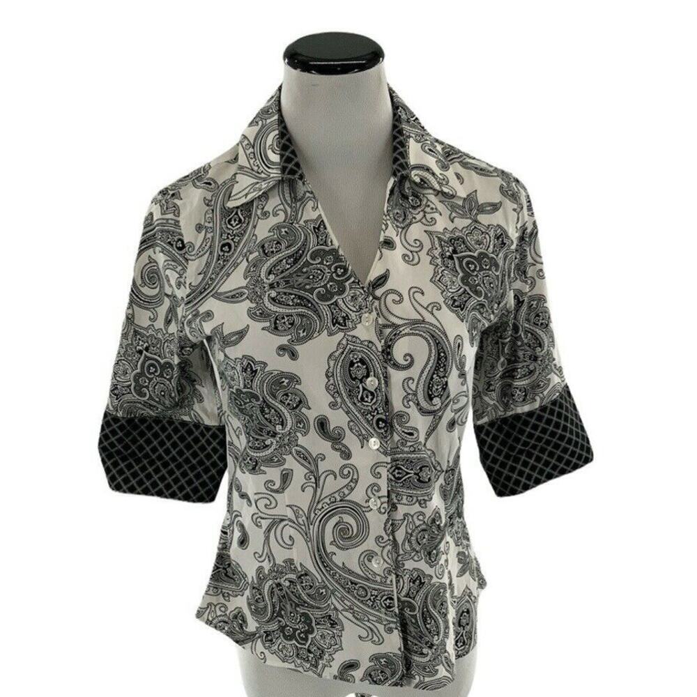 Coldwater Creek Top Womens Size PS Multicolor 3/4 Sleeves Floral Paisley Blouse